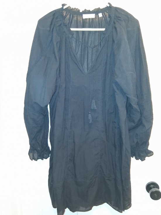Little Moon Other - Women's Black Long-Sleeve Peasant Cover-up Size XL